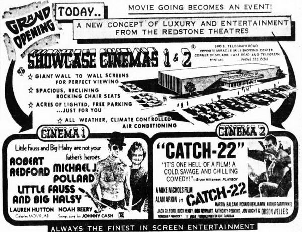 Showcase Cinemas Pontiac 1-5 - 1970-11-25 Ad (newer photo)